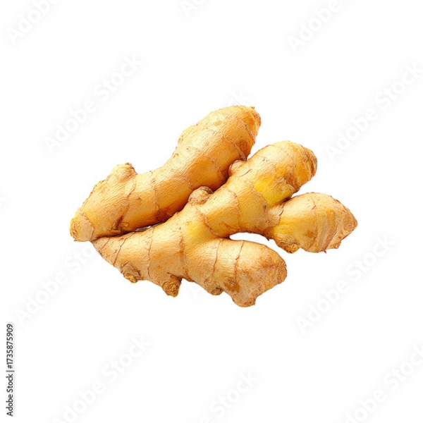 Fototapeta Fresh organic ginger root for cooking and healthy remedies isolated on white background PNG set Transparent backround