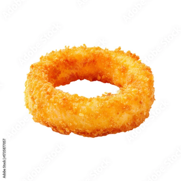 Fototapeta Crispy golden fried onion ring snack, a delicious and savory appetizer, perfect for parties and casual dining, isolated on white PNG set Transparent background