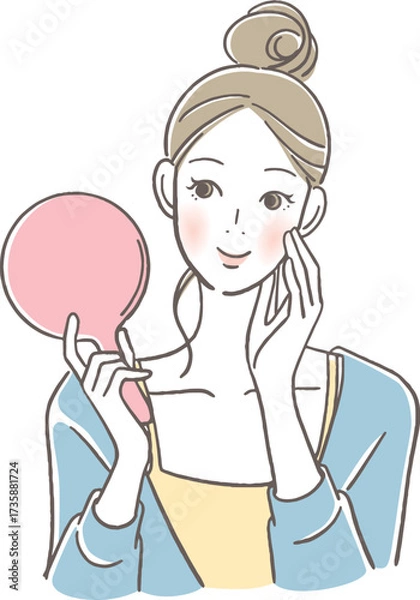 Fototapeta 手鏡を見る女性