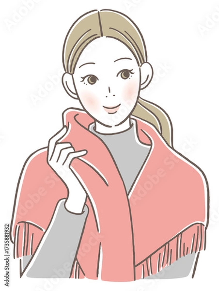 Fototapeta ストールを肩に掛ける女性