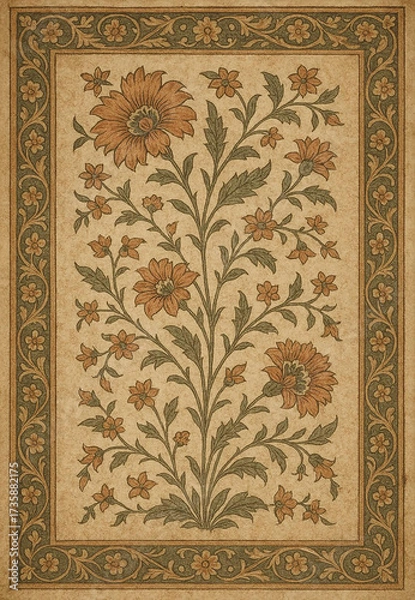 Fototapeta vintage floral background, vintage seamless pattern, seamless ornamental pattern, vintage seamless pattern with flowers
