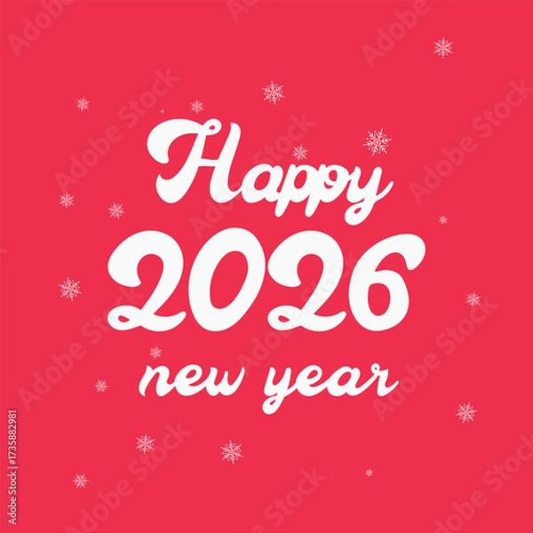 Obraz A festive vector New Year's card featuring elegant greetings and delicate snowflakes. This charming design is perfect for sending holiday wishes or using as a digital banner or invitation.