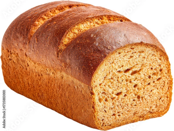 Fototapeta Deliciously baked artisanal rye bread loaf with a crisp crust and soft interior, ideal for breakfast and sandwiches. Transparent background PNG set