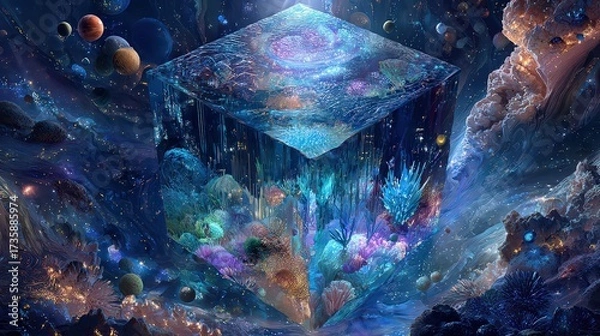 Obraz Abstract Cosmic Cube In Deep Space