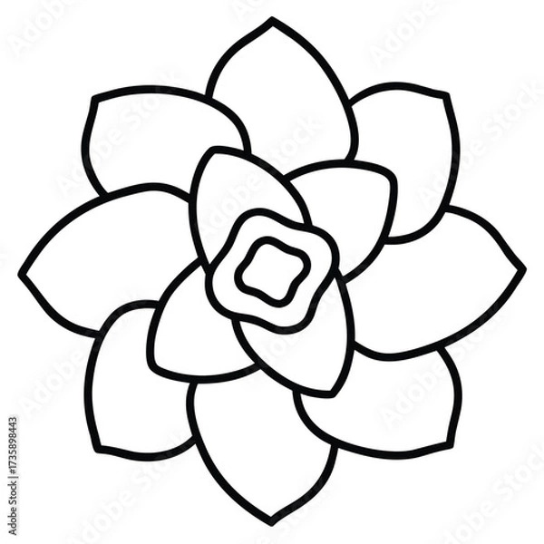 Fototapeta Black and White Floral Line Art Design for Elegant Patterns and Decoration