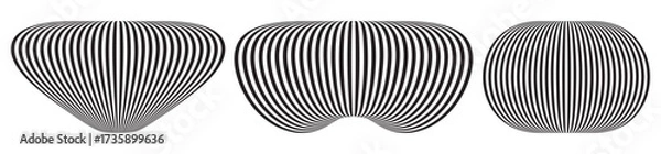 Fototapeta Black and White Optical Illusion Abstract 3D Striped Geometric Shapes