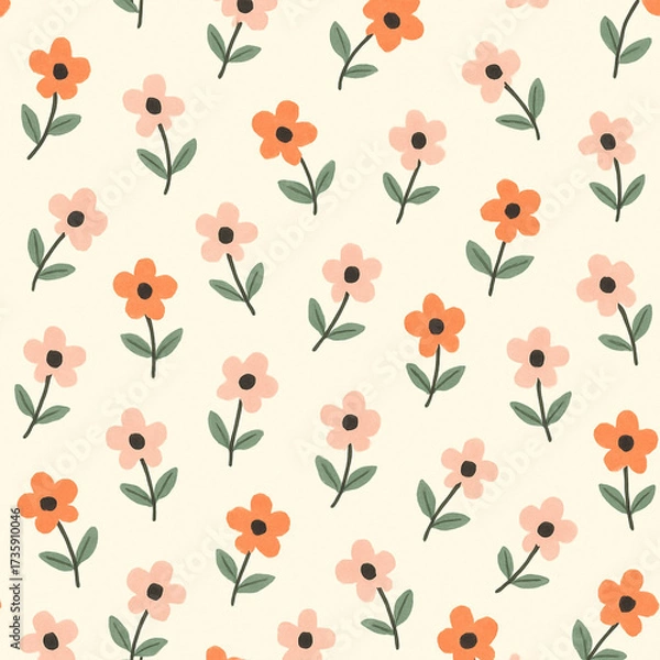 Fototapeta vintage seamless pattern, seamless ornamental pattern, vintage seamless pattern with flowers