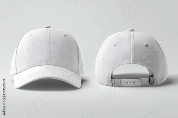 Fototapeta Two views of a plain white baseball cap