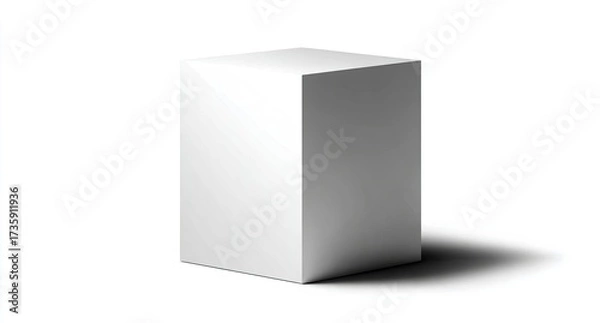 Fototapeta Blank white cube,  light and shadow