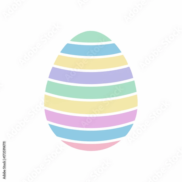 Obraz Flat Color Icon Easter Egg with Pastel Stripes