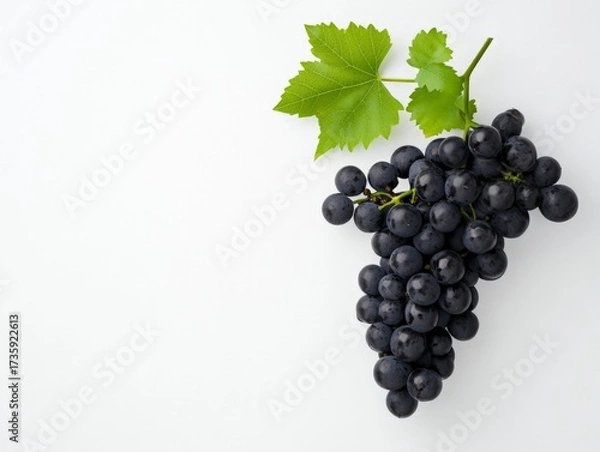Fototapeta Shimmering Black Grapes on White Background for Dystopian Themes