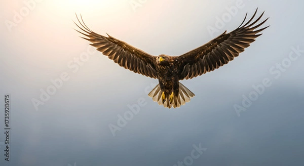 Fototapeta Powerful White-Tailed Eagle Gliding Against Dramatic Sky