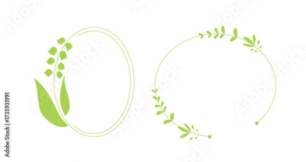 Obraz シンプルでかわいらしいフラワーフレーム２　緑