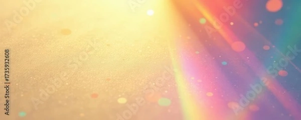 Fototapeta Abstract beige backdrop featuring sunlit paper with rainbow caustic light effects and shine , abstract, sunlight