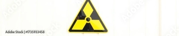 Fototapeta Black and yellow radioactive warning symbol, isolated on white , label, hazard