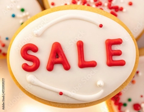 Obraz Colorful iced cookie with red lettering highlighting sale