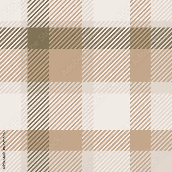 Obraz Beige seamless plaid tartan pattern, colorful natural fabric swatch, textile, geometric background