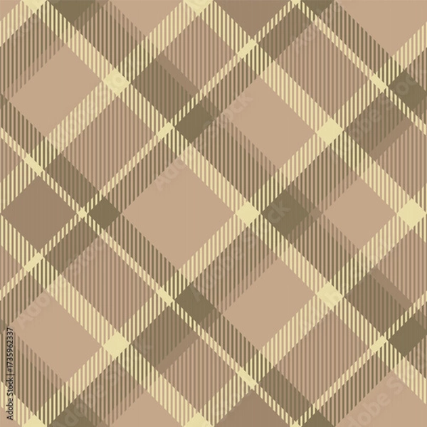 Obraz Beige seamless plaid tartan pattern, colorful natural fabric swatch, textile, geometric background