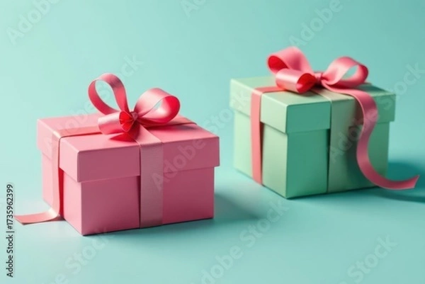 Fototapeta Intertwined continuous line gift boxes, simple design , anniversary, packaging, wrapping