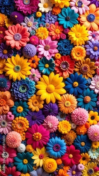 Fototapeta Vibrant and lively floral wallpapers featuring a stunning array of colorful flowers, perfect for brightening up any space, designed by TheWall.