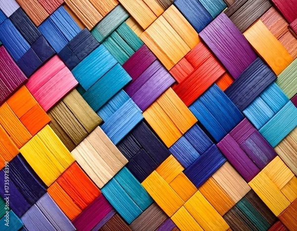 Fototapeta Vibrant and textured wood wallpapers featuring a spectrum of colors, showcasing rich grains and patterns that add warmth and character to any space.