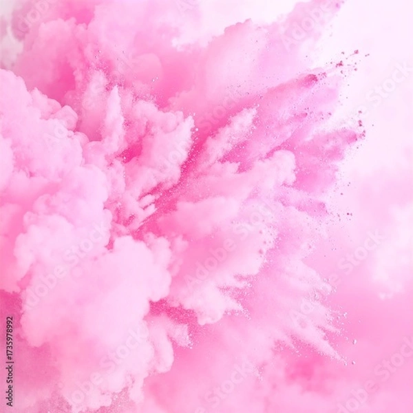 Fototapeta A soft, swirling pink smoke cloud fills the background, creating a dreamy and ethereal atmosphere, perfect for artistic or whimsical themes.