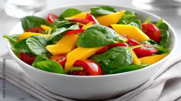 Fototapeta Fresh Mango Spinach Salad