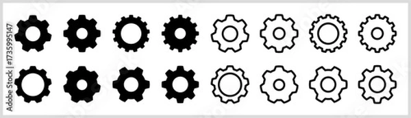 Fototapeta Gear, wheel, setting icon collection vector. Flat and outlined cog icon set.