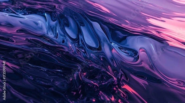 Fototapeta Close-up of swirling, vibrant purple, blue, and pink colors forming an abstract background with dynamic movement and energy, ideal as stylish wallpaper for phones, adding depth to the design.