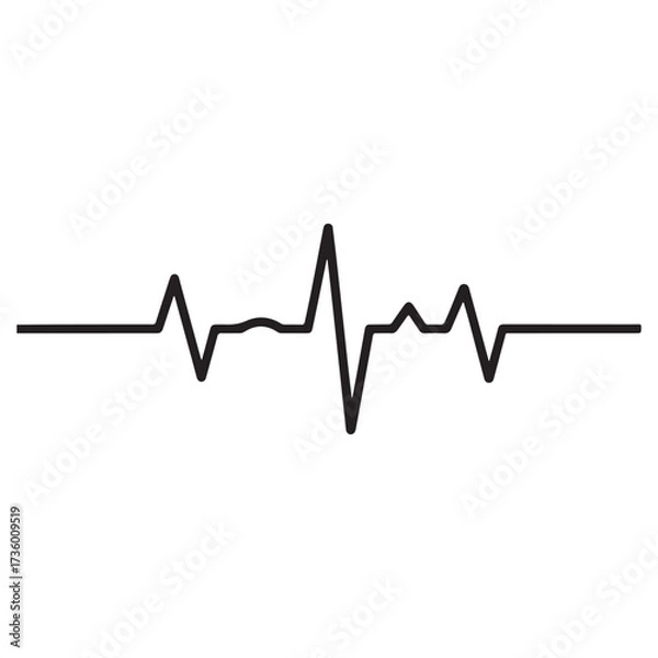 Fototapeta Black electrocardiogram line representing a heartbeat isolated on white background technology background