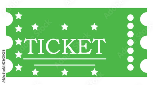 Fototapeta Entry ticket Icon in green color. Vector illustration.