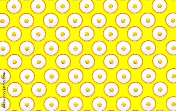 Fototapeta Fried egg pattern. Seamless pattern of fried eggs background. Vector illustration of fried egg. Hand drawn of fried egg background. Healthy food vector.