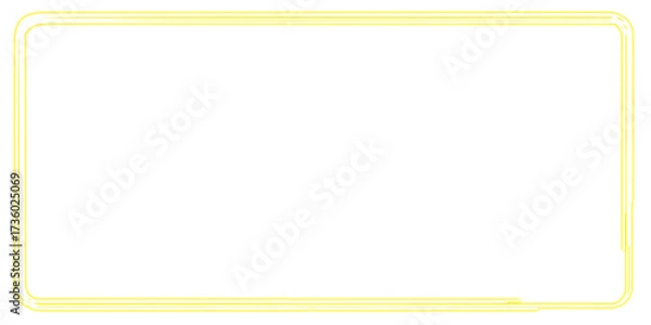 Fototapeta Glowing with neon light effect yellow square frame isolated, futuristic template, glowing lines design on transparent background.