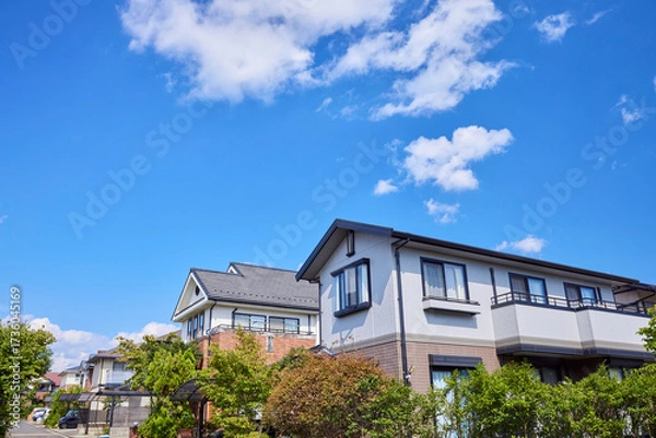 Obraz 住宅地,家,住宅,青空,日本,