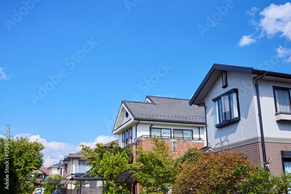 Obraz 住宅地,家,住宅,青空,日本,