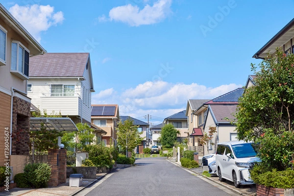 Obraz 住宅地,家,住宅,青空,日本,