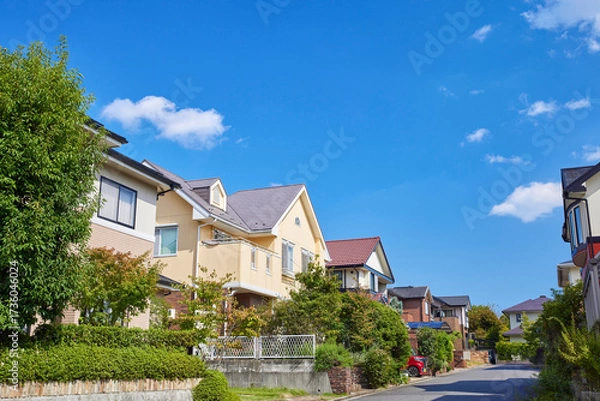 Obraz 住宅地,家,住宅,青空,日本,