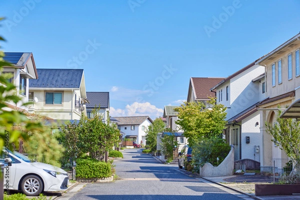 Obraz 住宅地,家,住宅,青空,日本,