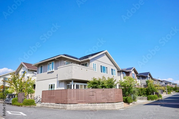 Obraz 住宅地,家,住宅,青空,日本,