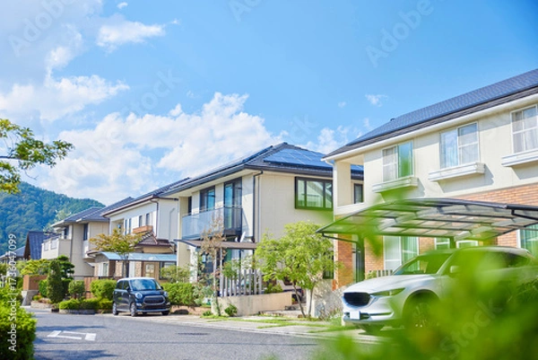 Fototapeta 住宅地,家,住宅,青空,日本,
