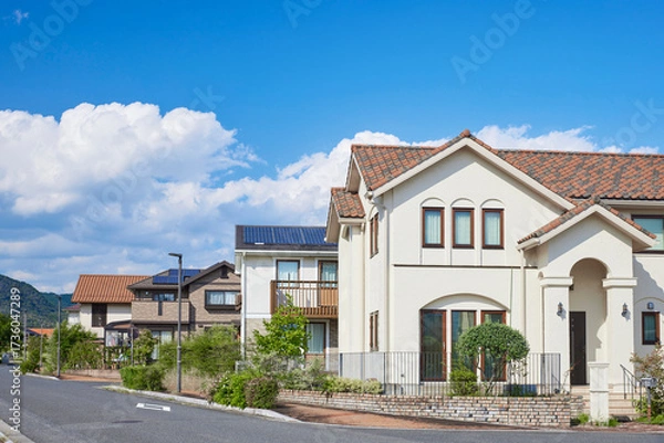 Obraz 住宅地,家,住宅,青空,日本,