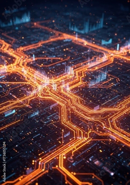 Fototapeta Complex Data Flow and Machine Learning