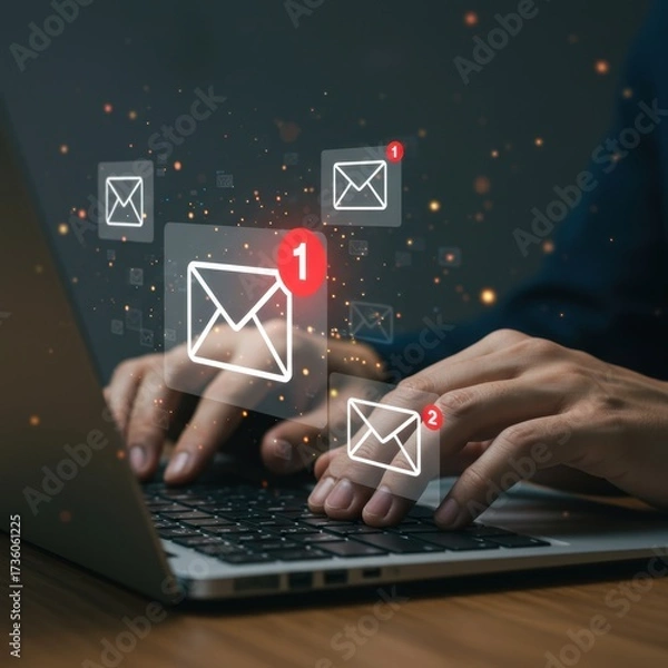 Fototapeta Digital Email Communication and Notifications