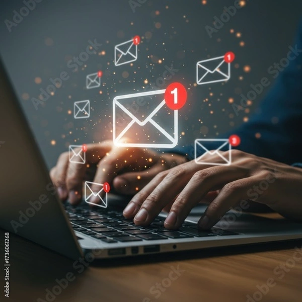 Fototapeta Digital Email Communication and Notifications