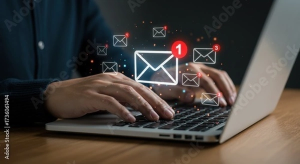 Fototapeta Digital Email Communication and Notifications