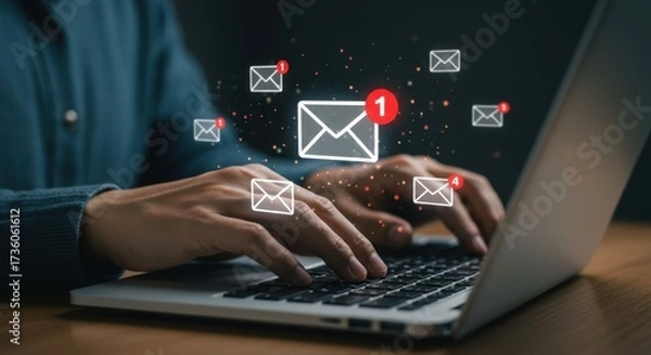 Fototapeta Digital Email Communication and Notifications