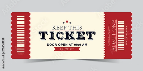 Obraz Tickets, Admit One Tickets, Multipurpose retro ticket