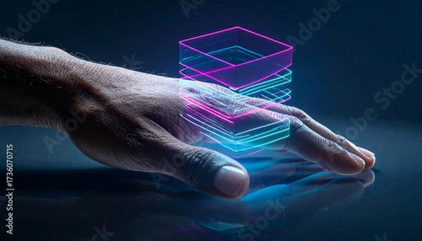 Fototapeta Hand-Driven 3D Layers in a Modern Digital Environment