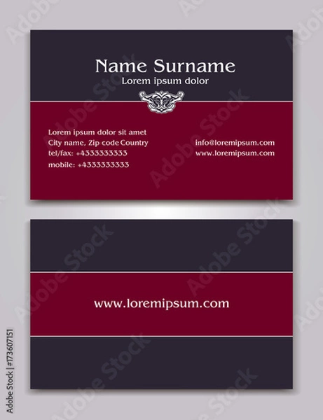 Fototapeta Vector Business Card Design, Creative Elegant Style, identity template with logo