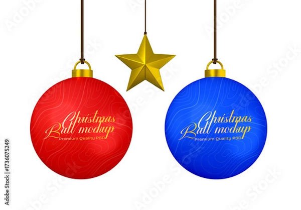Obraz Realistic Christmas Ornament Ball Mockup Template